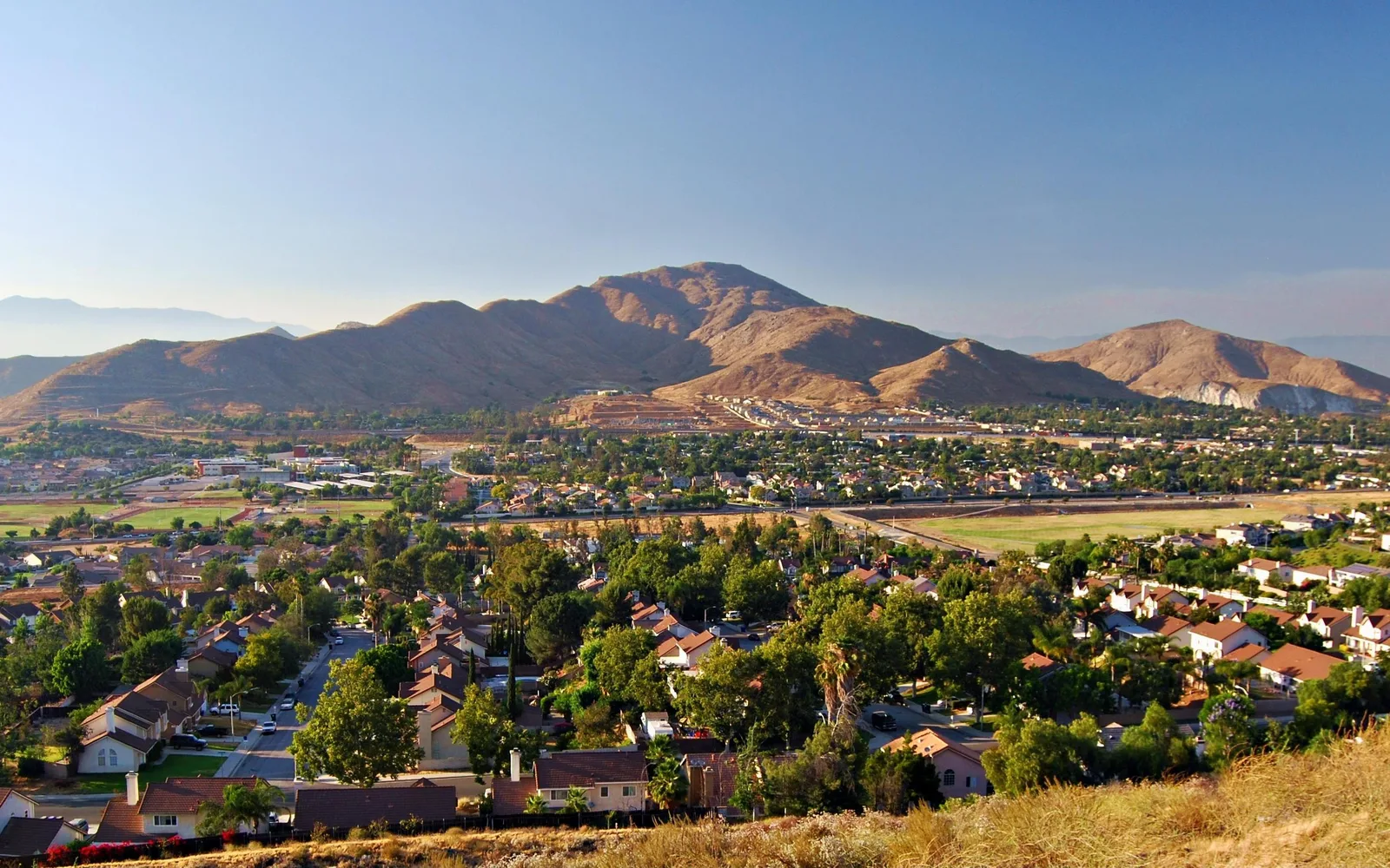 Mount Jurupa rising above the valley in Jurupa Valley, California